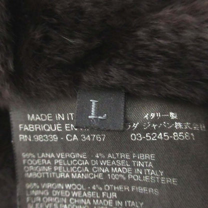 Good Prada Weasel Fur Liner Virgin Wool Stencil Collar Coat L Size Black Mens