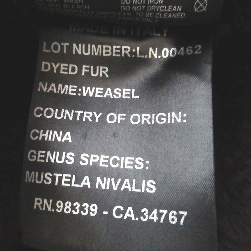 Good Prada Weasel Fur Liner Virgin Wool Stencil Collar Coat L Size Black Mens