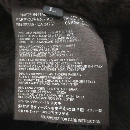 Good Prada Weasel Fur Liner Virgin Wool Stencil Collar Coat L Size Black Mens