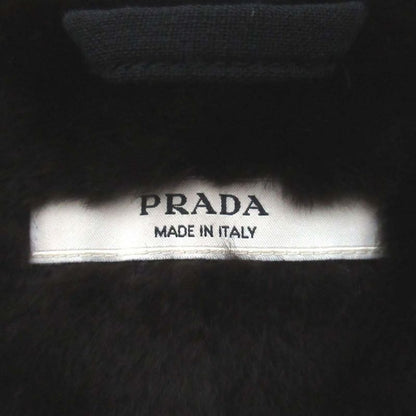 Good Prada Weasel Fur Liner Virgin Wool Stencil Collar Coat L Size Black Mens