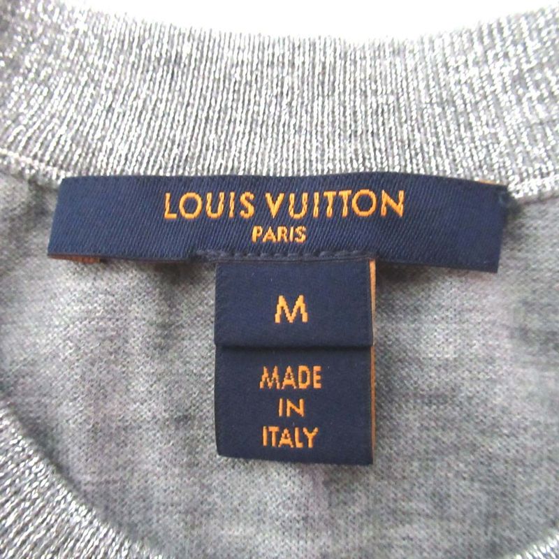 23ss Louis Vuitton LV Logo Chain Short Sleeve Knit Cut and Sewn M Size Silver