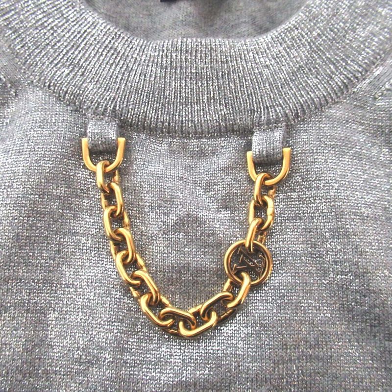 23ss Louis Vuitton LV Logo Chain Short Sleeve Knit Cut and Sewn M Size Silver