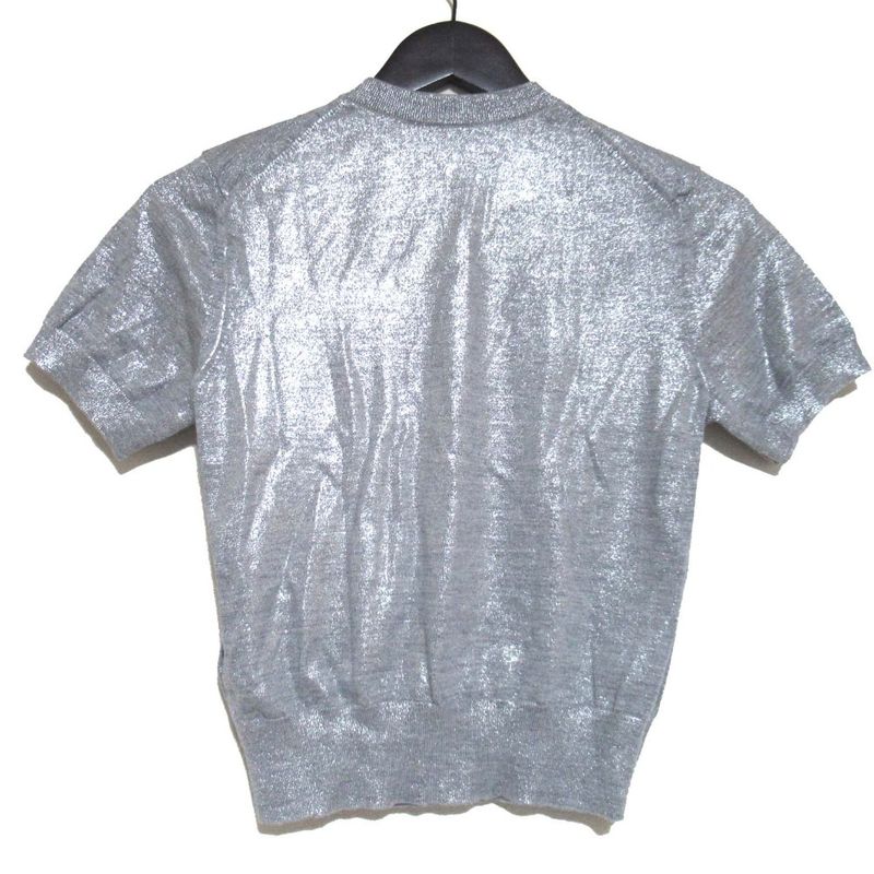 23ss Louis Vuitton LV Logo Chain Short Sleeve Knit Cut and Sewn M Size Silver