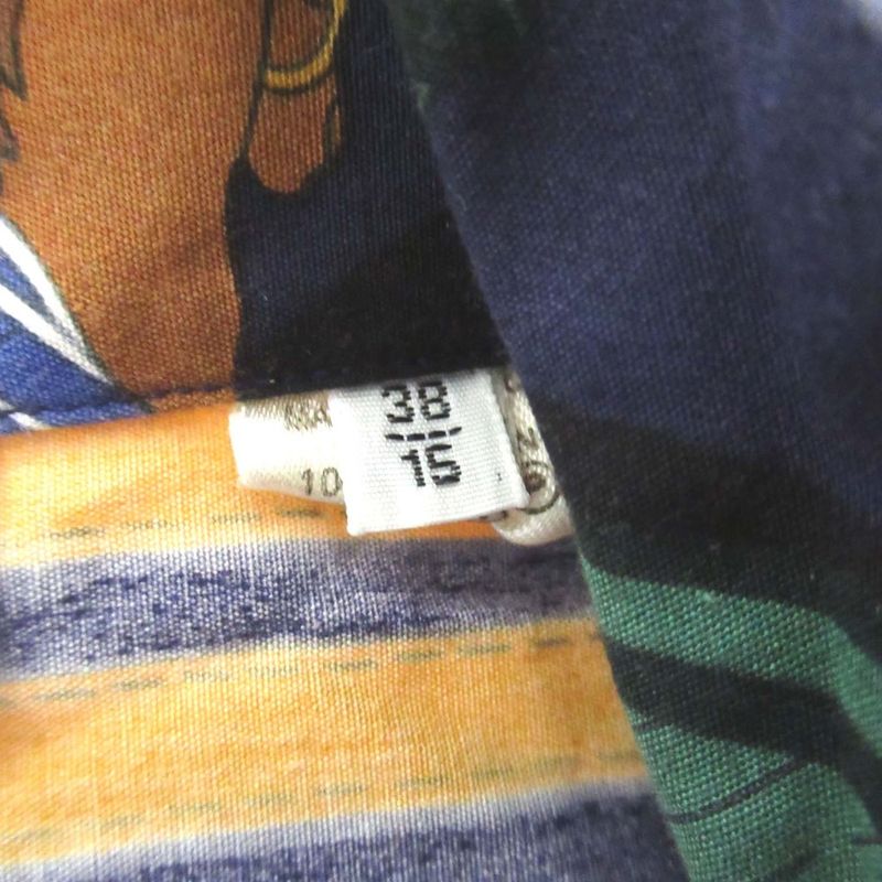 Hermes Vintage Ecuries Stable Scarf Pattern Serie Button Stand Collar Shirt