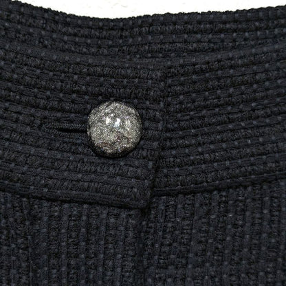 Chanel Lace Collarless Jacket + Skirt Setup Suit P51026 P51027 Size 40 Black