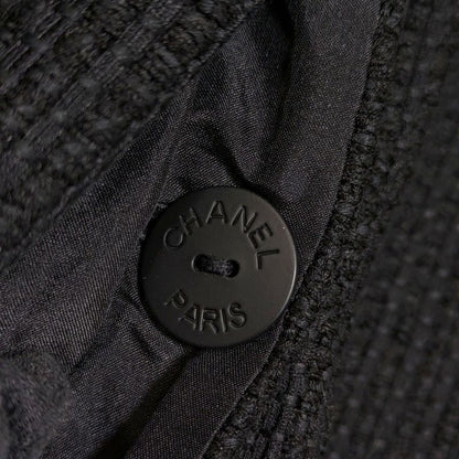 Chanel Lace Collarless Jacket + Skirt Setup Suit P51026 P51027 Size 40 Black