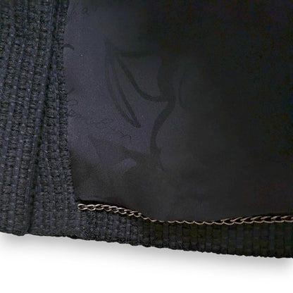 Chanel Lace Collarless Jacket + Skirt Setup Suit P51026 P51027 Size 40 Black