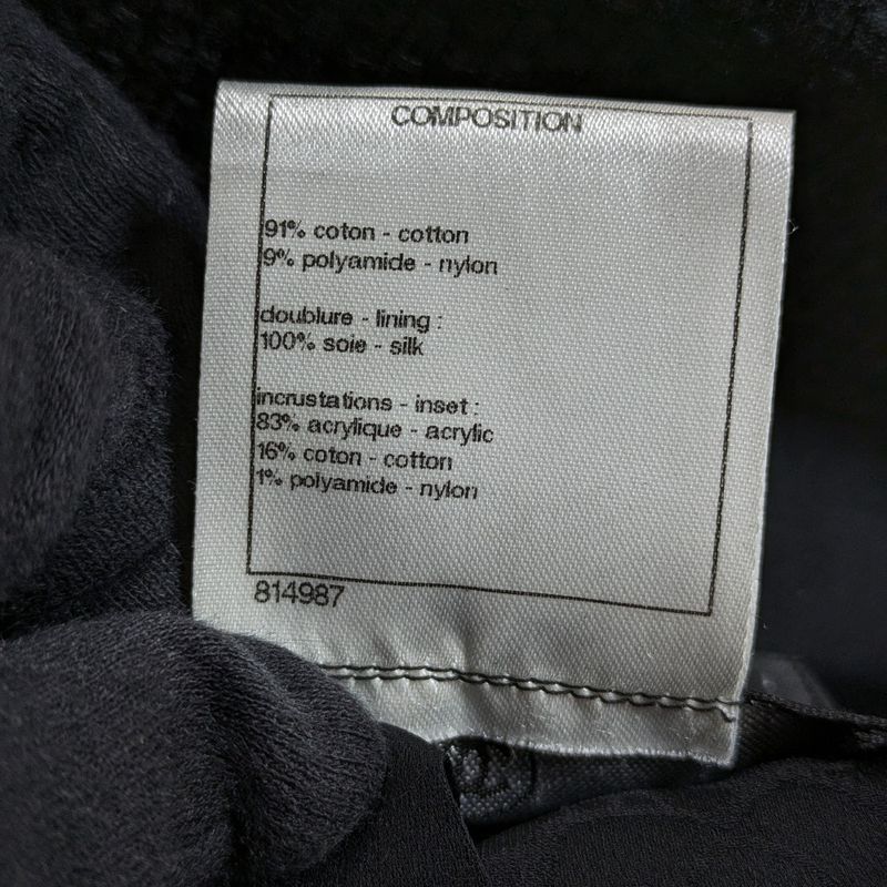 Chanel Lace Collarless Jacket + Skirt Setup Suit P51026 P51027 Size 40 Black