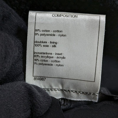 Chanel Lace Collarless Jacket + Skirt Setup Suit P51026 P51027 Size 40 Black