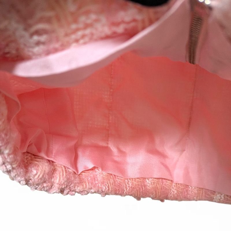 Chanel High Waist Tweed Skirt P50302 Size 40 Pink Ladies Used