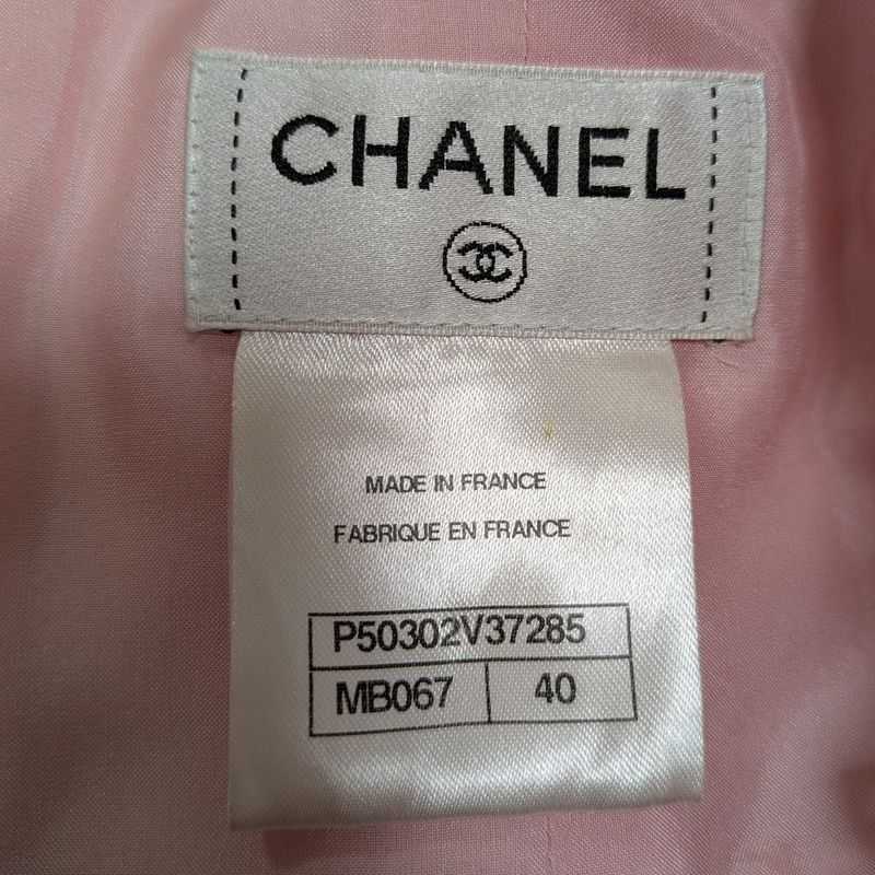 Chanel High Waist Tweed Skirt P50302 Size 40 Pink Ladies Used