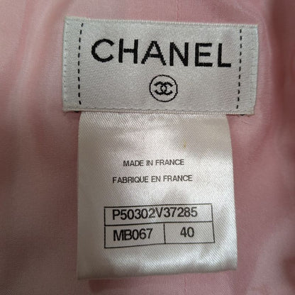 Chanel High Waist Tweed Skirt P50302 Size 40 Pink Ladies Used