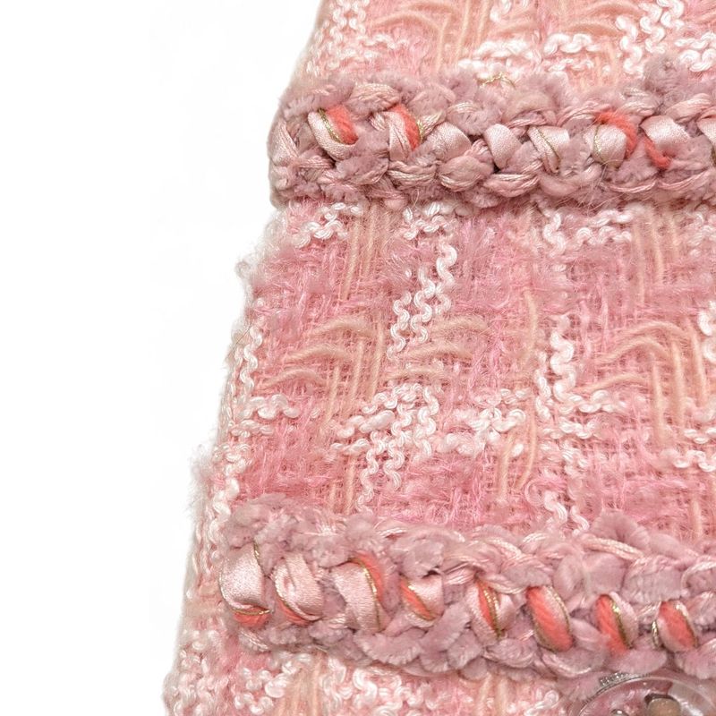 Chanel High Waist Tweed Skirt P50302 Size 40 Pink Ladies Used