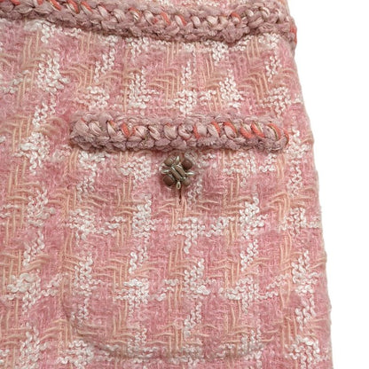 Chanel High Waist Tweed Skirt P50302 Size 40 Pink Ladies Used