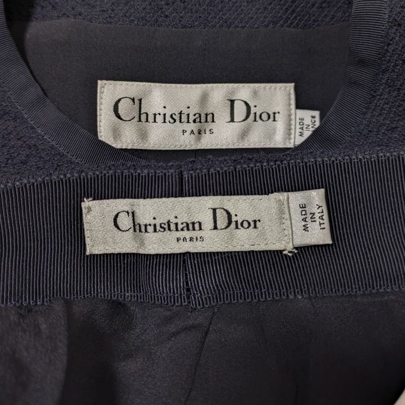 Good 24ss Christian Dior CD Pearl Button Collarless Jacket Skirt Setup Size 42