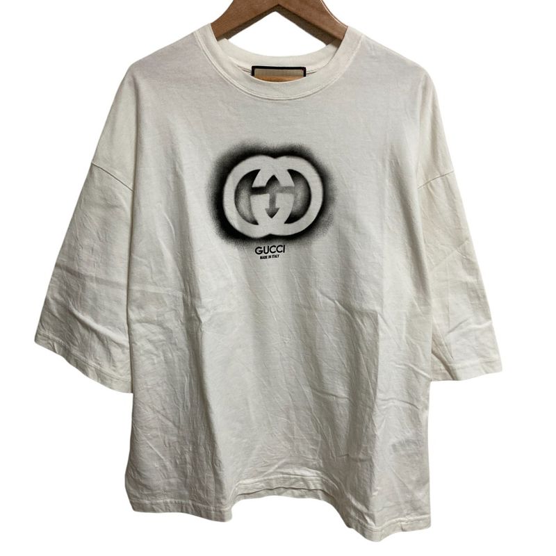 Good 24ss Gucci Logo Cotton Jersey Oversize T-Shirt 768462 M Size White Mens