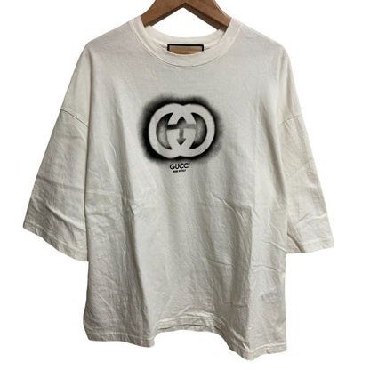 Good 24ss Gucci Logo Cotton Jersey Oversize T-Shirt 768462 M Size White Mens