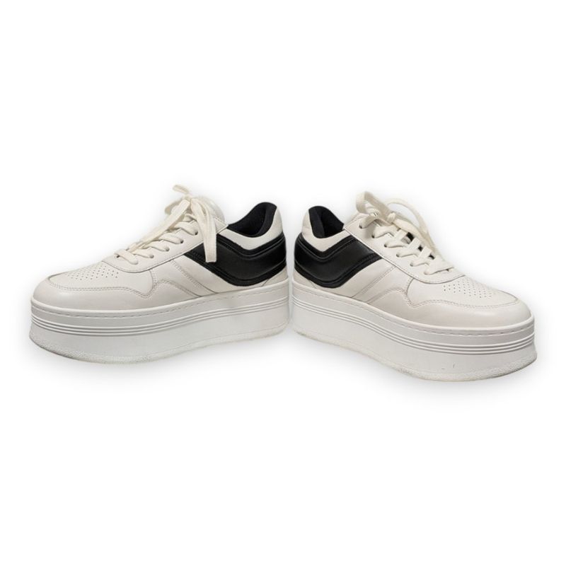 Celine Block Sneakers Size 38 Approx 25cm (9.84in) White Black Women's Preowned