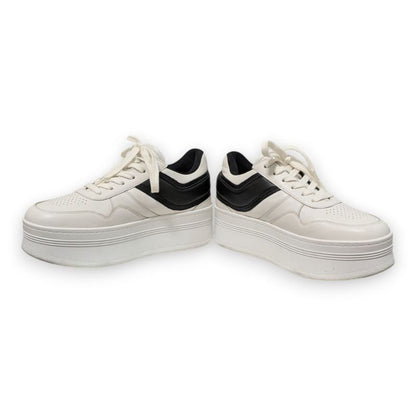 Celine Block Sneakers Size 38 Approx 25cm (9.84in) White Black Women's Preowned