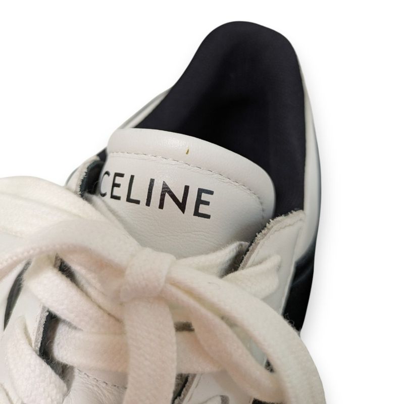 Celine Block Sneakers Size 38 Approx 25cm (9.84in) White Black Women's Preowned