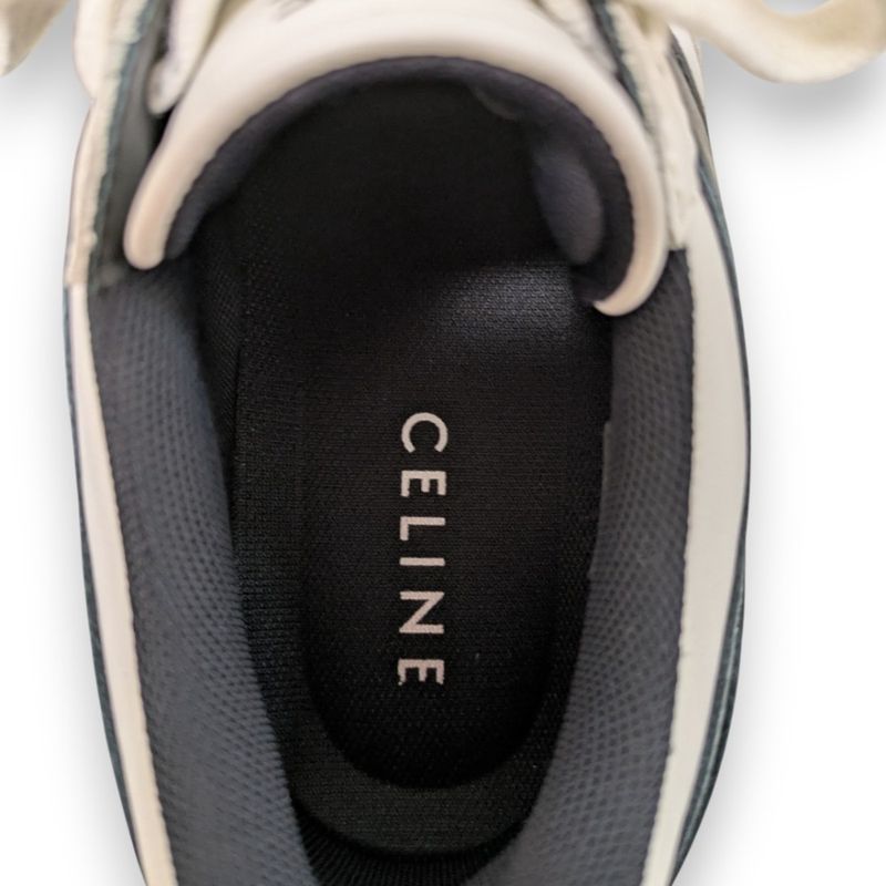 Celine Block Sneakers Size 38 Approx 25cm (9.84in) White Black Women's Preowned