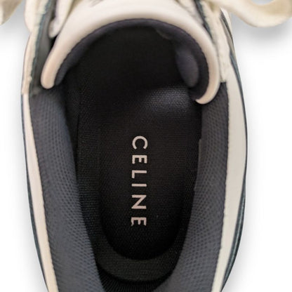 Celine Block Sneakers Size 38 Approx 25cm (9.84in) White Black Women's Preowned