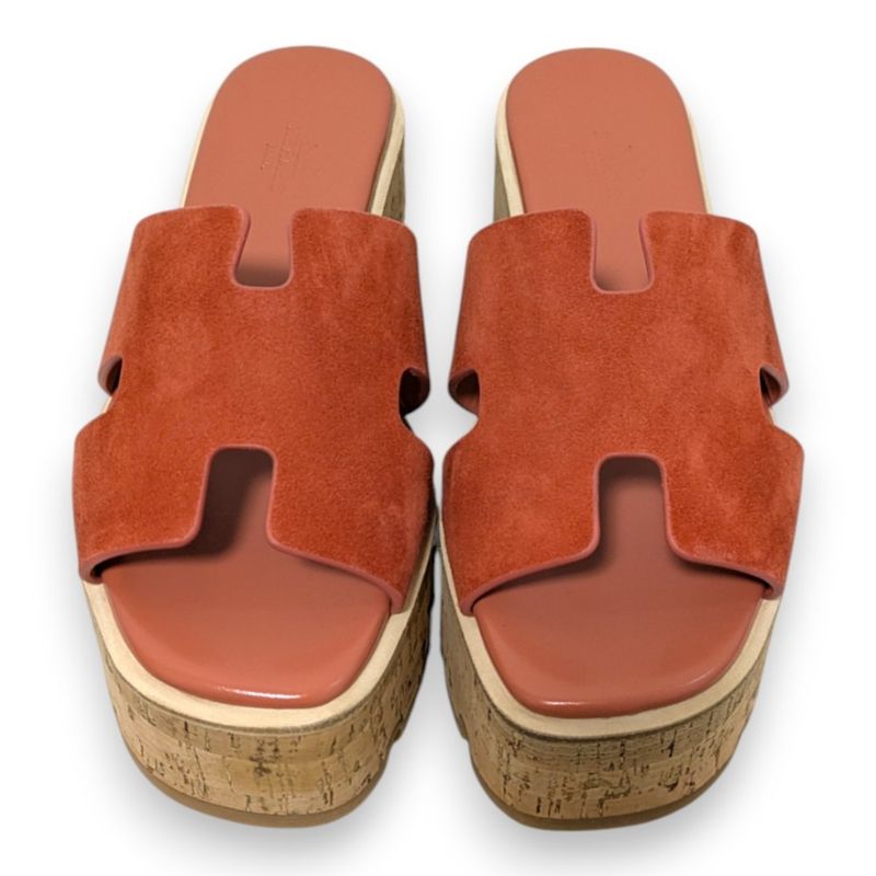 Unused Hermes Eze 30 Platform Cork Sandals Size 36 Approx 23cm (9.06in) Orange