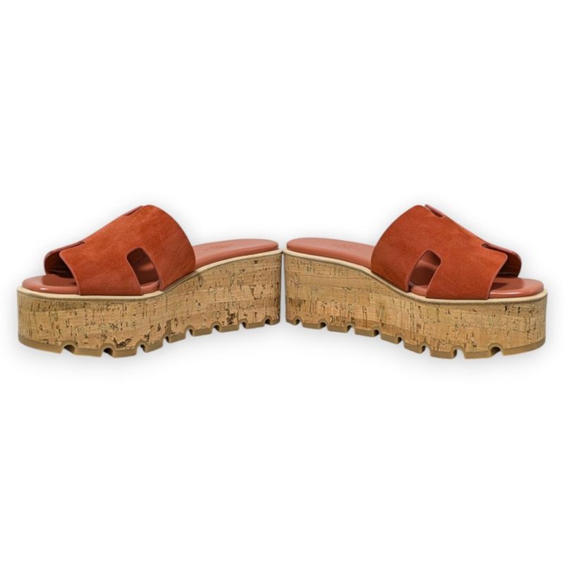 Unused Hermes Eze 30 Platform Cork Sandals Size 36 Approx 23cm (9.06in) Orange