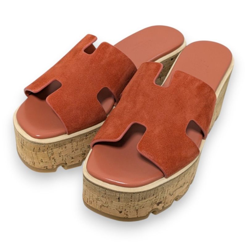 Unused Hermes Eze 30 Platform Cork Sandals Size 36 Approx 23cm (9.06in) Orange