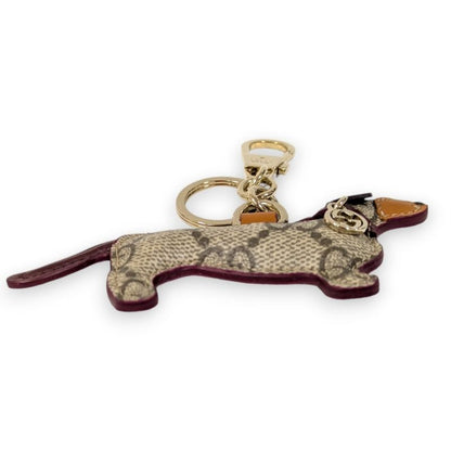 Gucci GG Supreme Dog Shape Key Ring Key Holder 821812 Gray Ladies Used