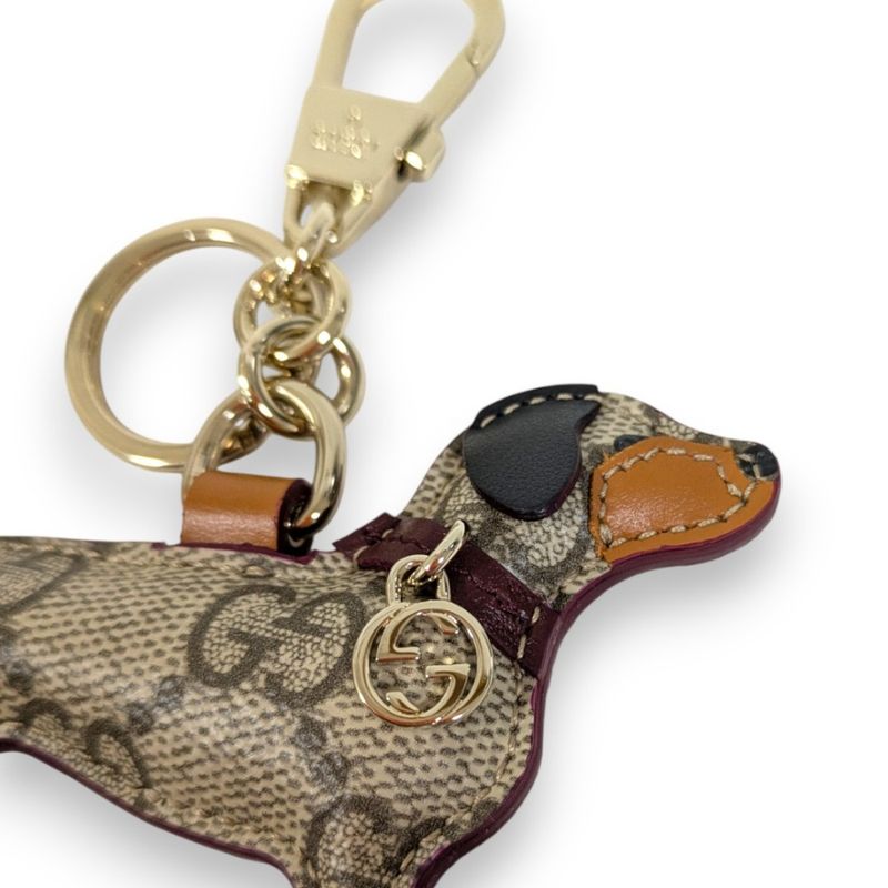 Gucci GG Supreme Dog Shape Key Ring Key Holder 821812 Gray Ladies Used