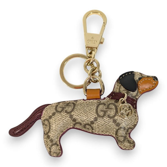 Gucci GG Supreme Dog Shape Key Ring Key Holder 821812 Gray Ladies Used