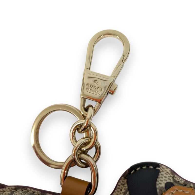 Gucci GG Supreme Dog Shape Key Ring Key Holder 821812 Gray Ladies Used
