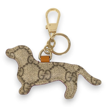 Gucci GG Supreme Dog Shape Key Ring Key Holder 821812 Gray Ladies Used