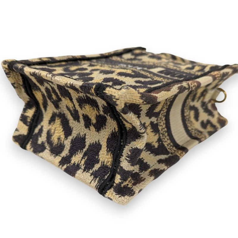 Christian Dior Book Tote Mini Phone Bag Shoulder Bag Leopard Pattern Beige