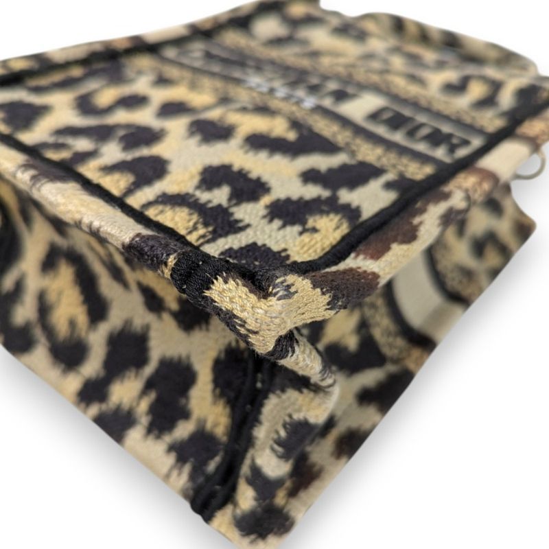 Christian Dior Book Tote Mini Phone Bag Shoulder Bag Leopard Pattern Beige