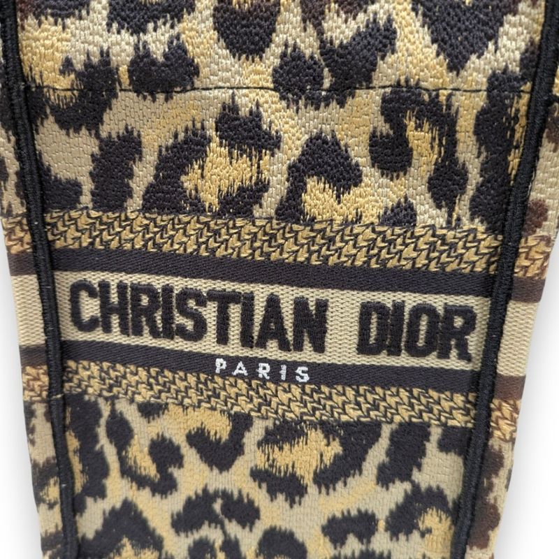 Christian Dior Book Tote Mini Phone Bag Shoulder Bag Leopard Pattern Beige