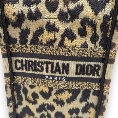 Christian Dior Book Tote Mini Phone Bag Shoulder Bag Leopard Pattern Beige