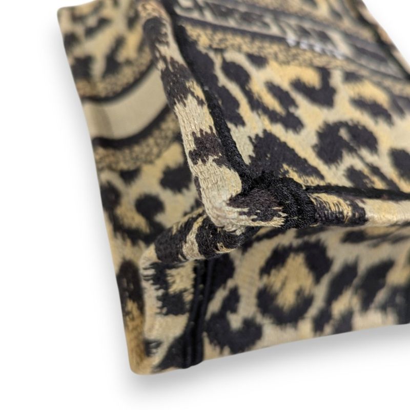 Christian Dior Book Tote Mini Phone Bag Shoulder Bag Leopard Pattern Beige