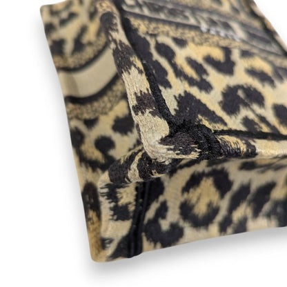 Christian Dior Book Tote Mini Phone Bag Shoulder Bag Leopard Pattern Beige