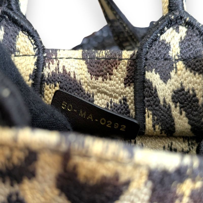 Christian Dior Book Tote Mini Phone Bag Shoulder Bag Leopard Pattern Beige