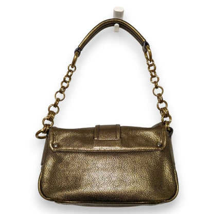 Prada Pocket Silk Chain Mini Bag Handbag Br2635 Bronze Ladies Preowned Used
