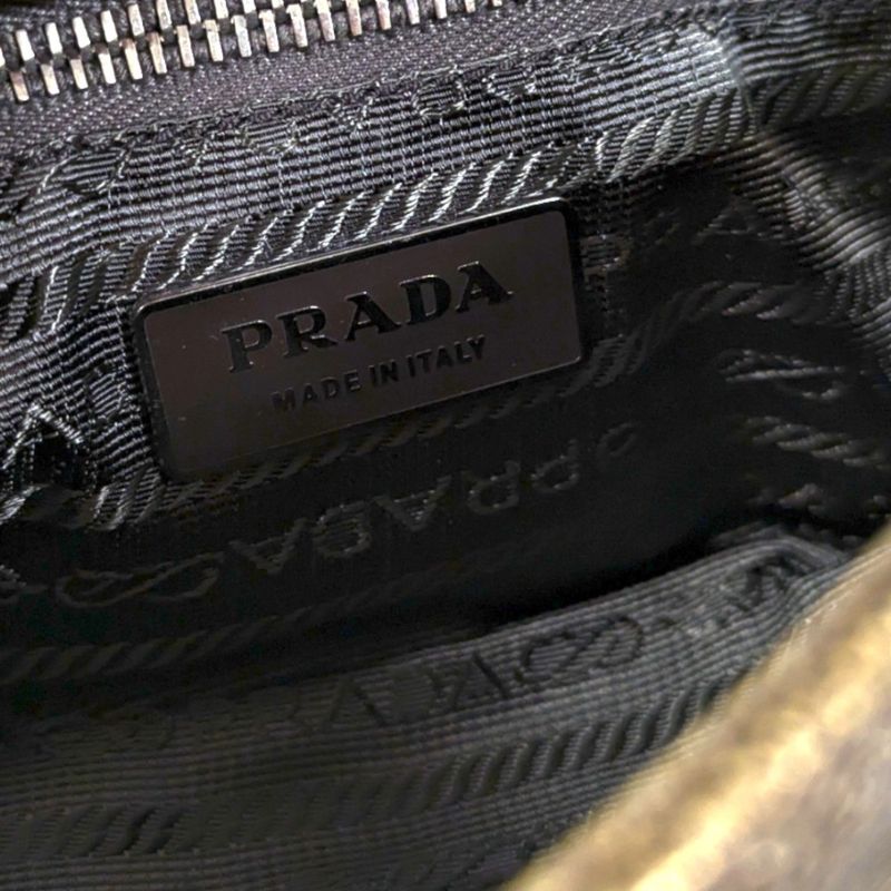 Prada Pocket Silk Chain Mini Bag Handbag Br2635 Bronze Ladies Preowned Used
