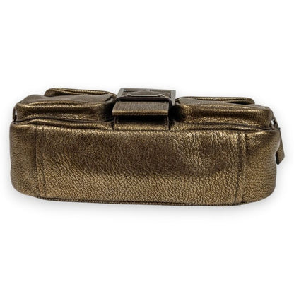 Prada Pocket Silk Chain Mini Bag Handbag Br2635 Bronze Ladies Preowned Used