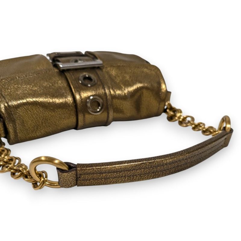 Prada Pocket Silk Chain Mini Bag Handbag Br2635 Bronze Ladies Preowned Used