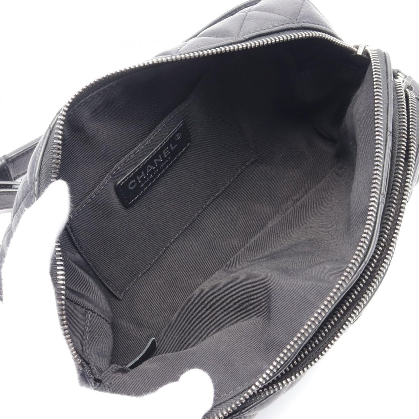 Chanel Waist Bag Body Bag Matelasse Black Leather Matelasse Body Bag Ladies