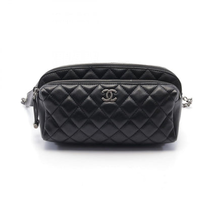 Chanel Waist Bag Body Bag Matelasse Black Leather Matelasse Body Bag Ladies