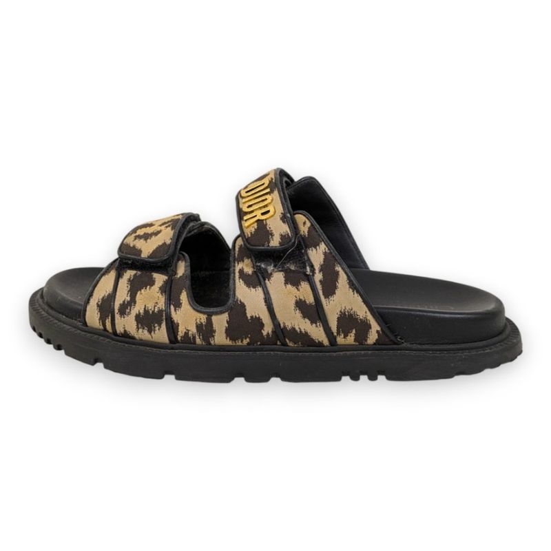 Christian Dior Act Leopard Slide Sandals Approx 24cm (9.45in) Beige Black