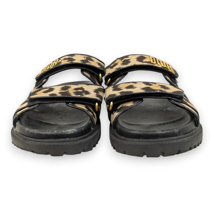Christian Dior Act Leopard Slide Sandals Approx 24cm (9.45in) Beige Black