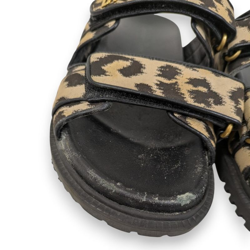Christian Dior Act Leopard Slide Sandals Approx 24cm (9.45in) Beige Black